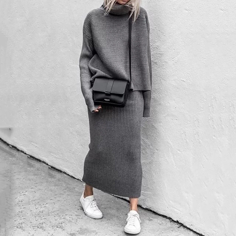 Casual Fashion Two Pieces Knitted Sweaters & Skirts