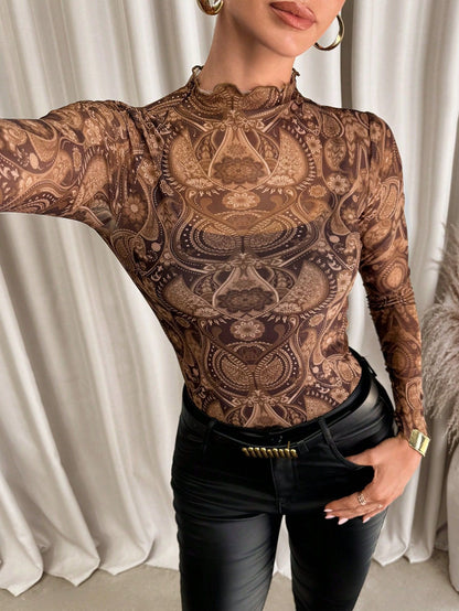 Sexy Net Sheath Long Sleeves T Shirts