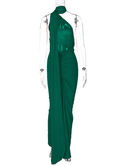 Sexy One Shoulder Sleeveless Long Evening Party Dresses