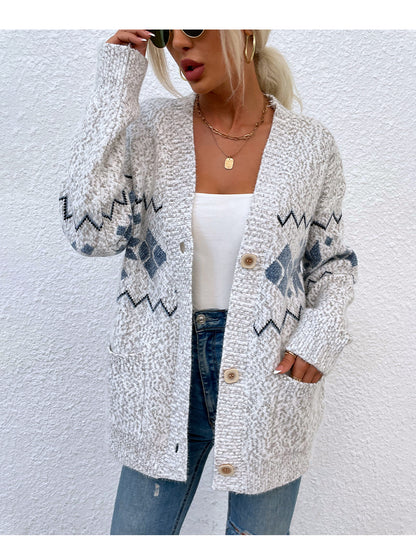 Fashion Christmas Flake Knitted Cardigan Coats
