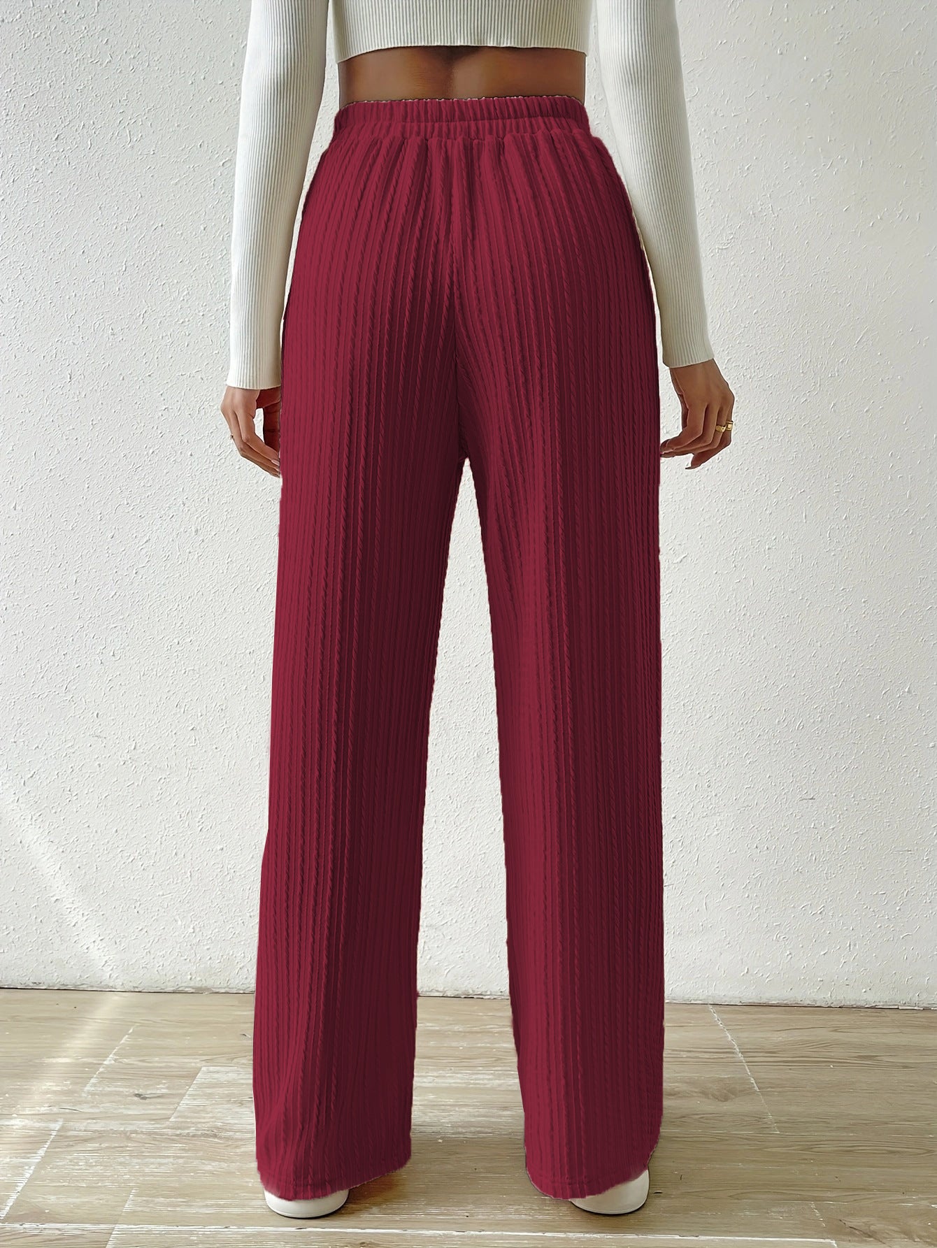 Casual Elastic High Waist Wide Legs Pants for Women
