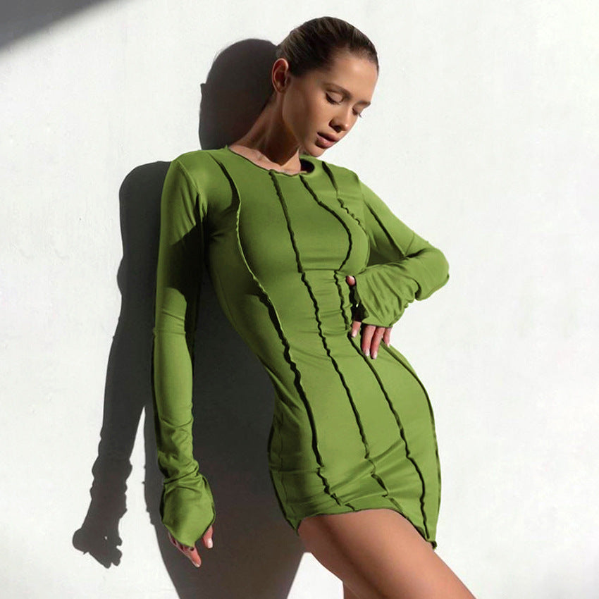Sexy High Neck Elastic Knitted Mini Sheath Dresses