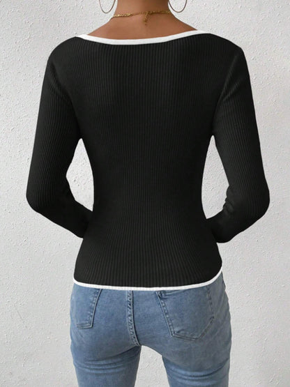 Fashion Women V Neck Knitted Shirts
