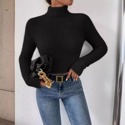 Fashion High Neck Knitted Pullover Sweaters