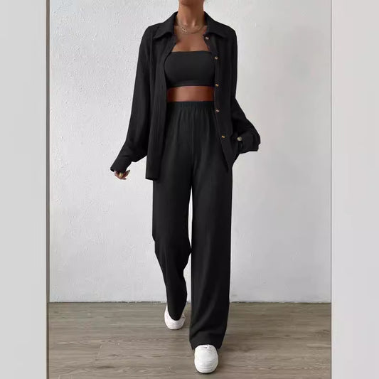 Casual Summer Turnover Collar Two Pieces Suits