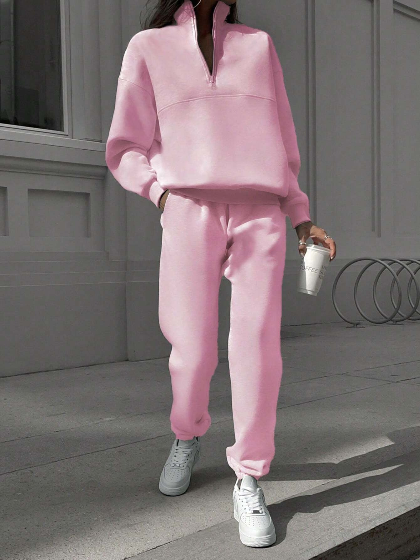 Fashion Zipper Women Two Pieces Sports Suits