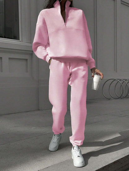 Fashion Zipper Women Two Pieces Sports Suits