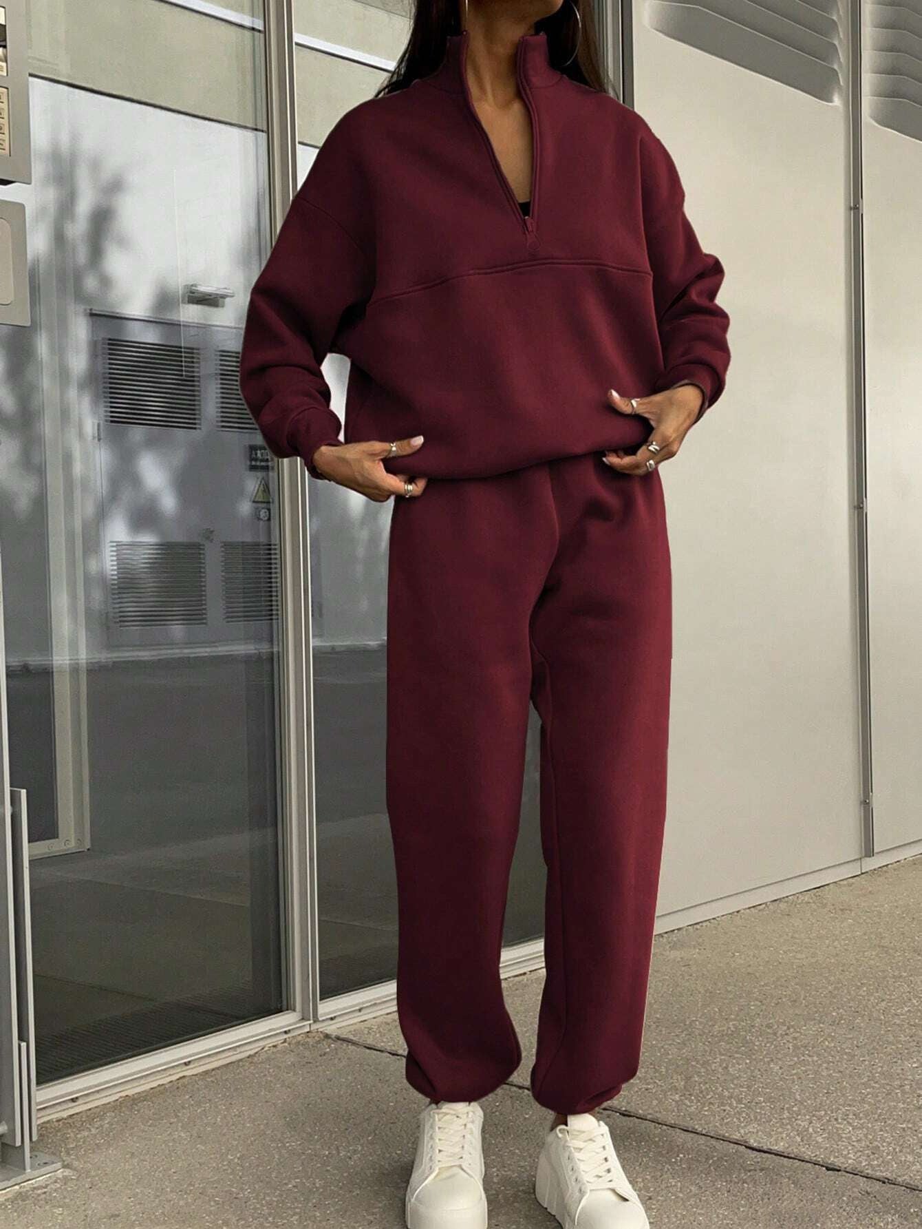 Fashion Zipper Women Two Pieces Sports Suits