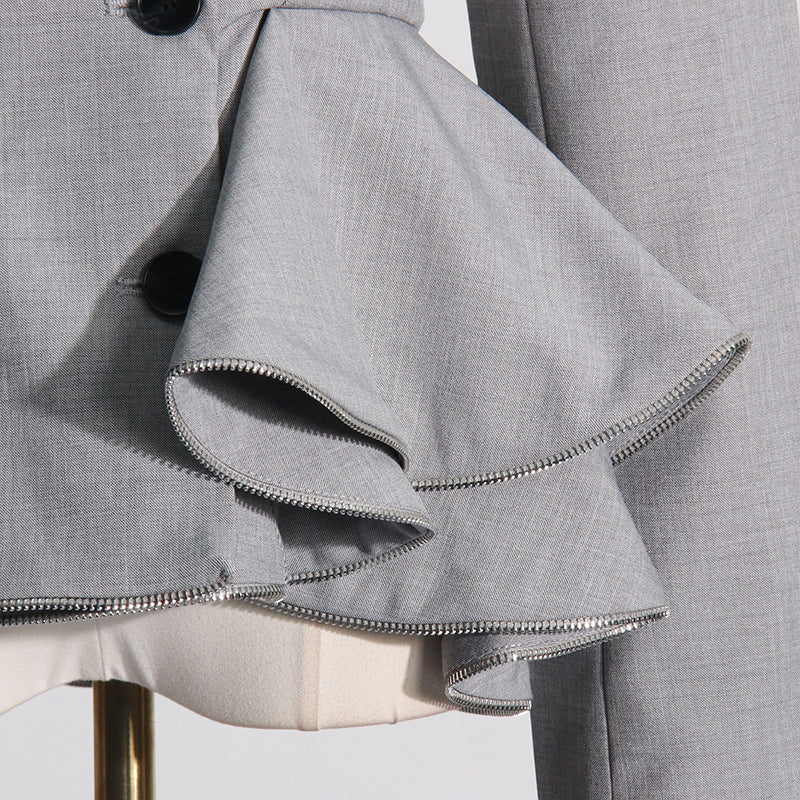Designed Ruffled Women Blazer Tops
