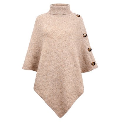 Casual High Neck Knitted Cloak Coats for Women