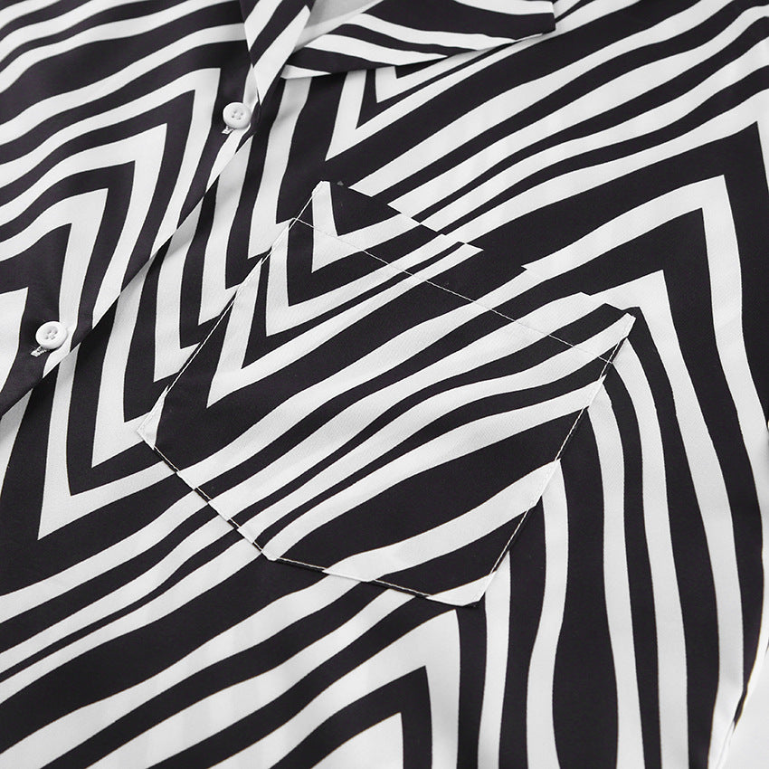 Fashion Black & White Stripes Two Pieces Suits for Women