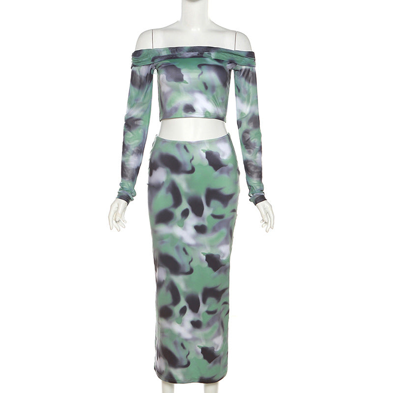 Sexy Off The Shoulder T Shirts and Sheath Skirts Two Pieces Sets
