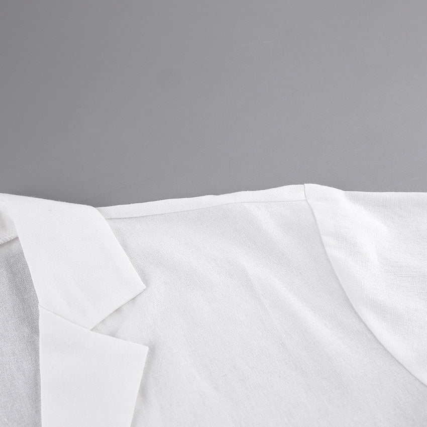 Summer Cotton Long Sleeves Shirts and Shorts Suits