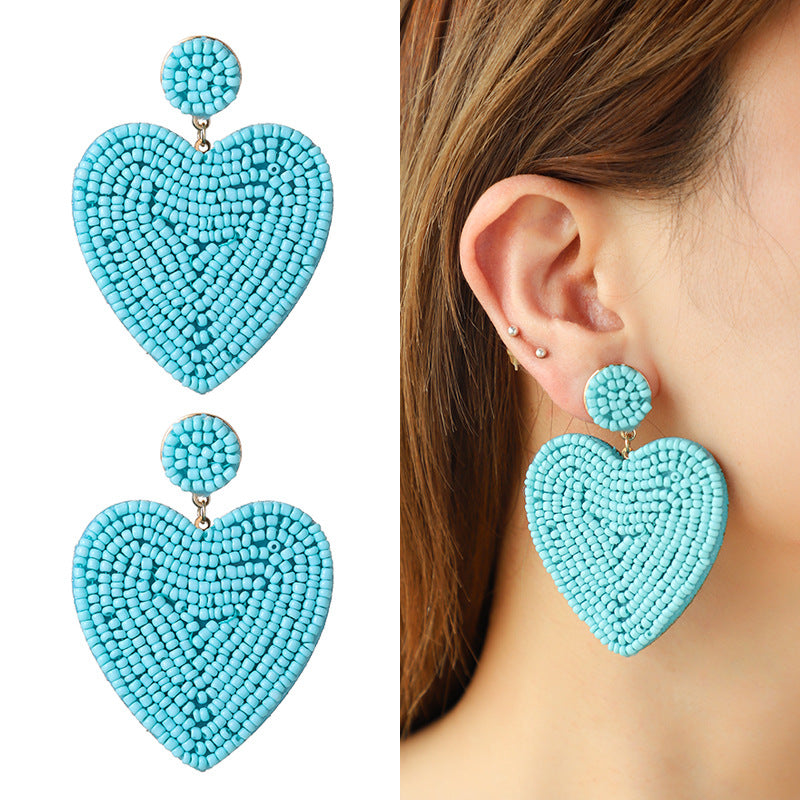 Fashion Beaded Heart Design Earrings