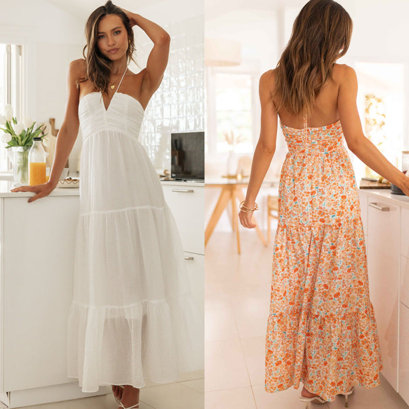 Sexy V Neck Strapless Summer Vacation Dresses