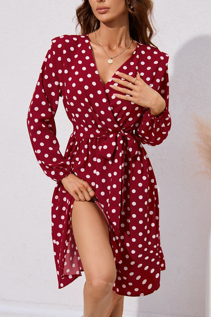 Casual Polka Dot Long Sleeves Short Dresses for Women