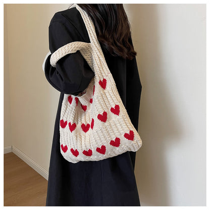 Casual Summer Knitted Wave Sweetheart Shoulder Bags