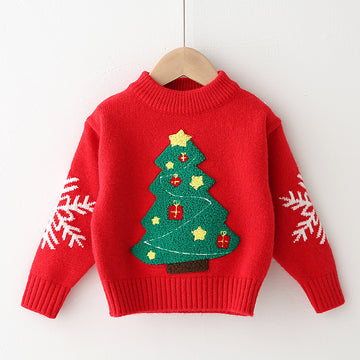 Christmas Tree Design Pullover Sweaters for Kids