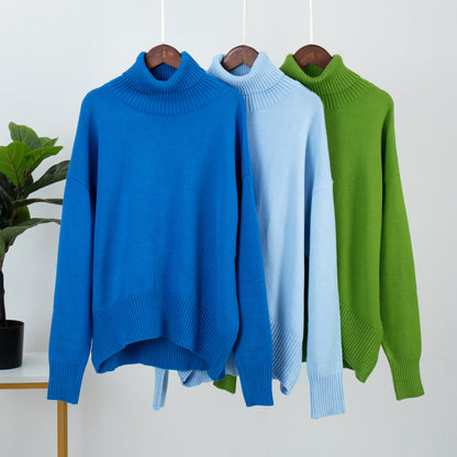 Fashion High Neck Knitted Pullover Sweaters for Women