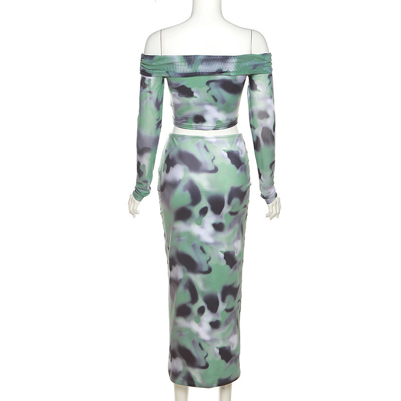 Sexy Off The Shoulder T Shirts and Sheath Skirts Two Pieces Sets