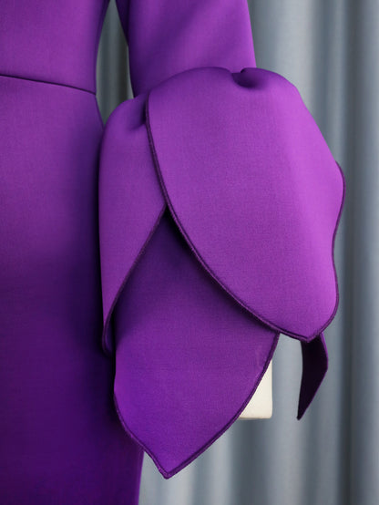 Designed Purple Plus Sizes Party Dresses