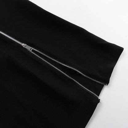 Sexy Designed Zipper Black Sheath Dresses