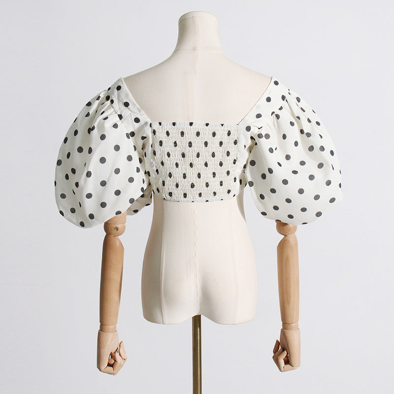 Designed Puff Sleeves Short Tops and Split Skirts Suits