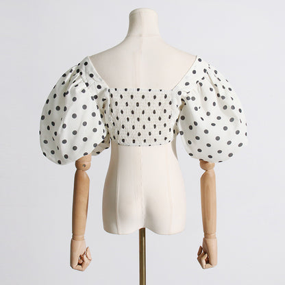 Designed Puff Sleeves Short Tops and Split Skirts Suits