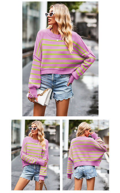 Fashion Round Neck Knitted Pullover Sweaters