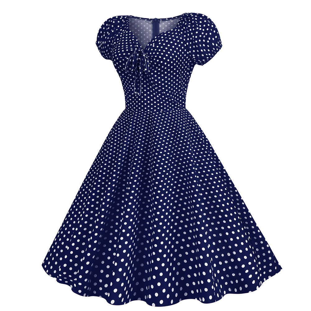 Vintage V Neck Summer Short Sleeves Dresses