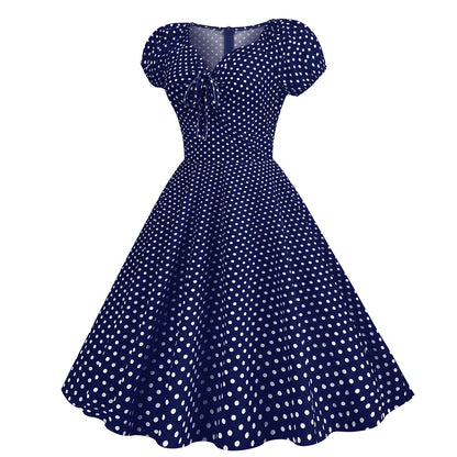 Vintage V Neck Summer Short Sleeves Dresses