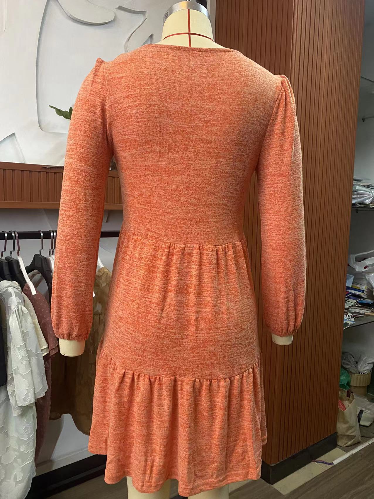 Fashion Square Neckline Fall Mini Dresses