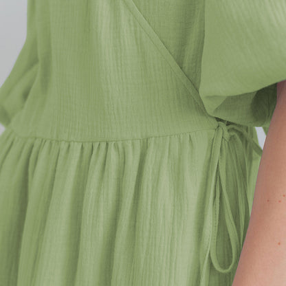 Elegant Cotton Summer Short Sleeves Midi Dresses