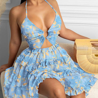 Sexy V Neck Halter Mini Dresses