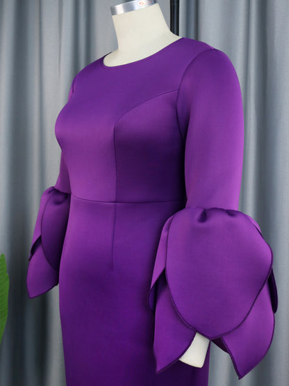Designed Purple Plus Sizes Party Dresses