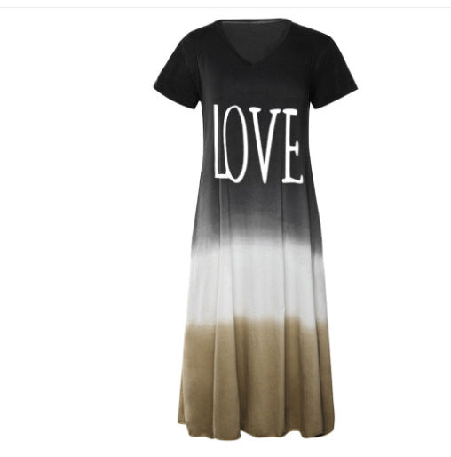 Casual Contrast Design Summer Short Sleeves Dresses