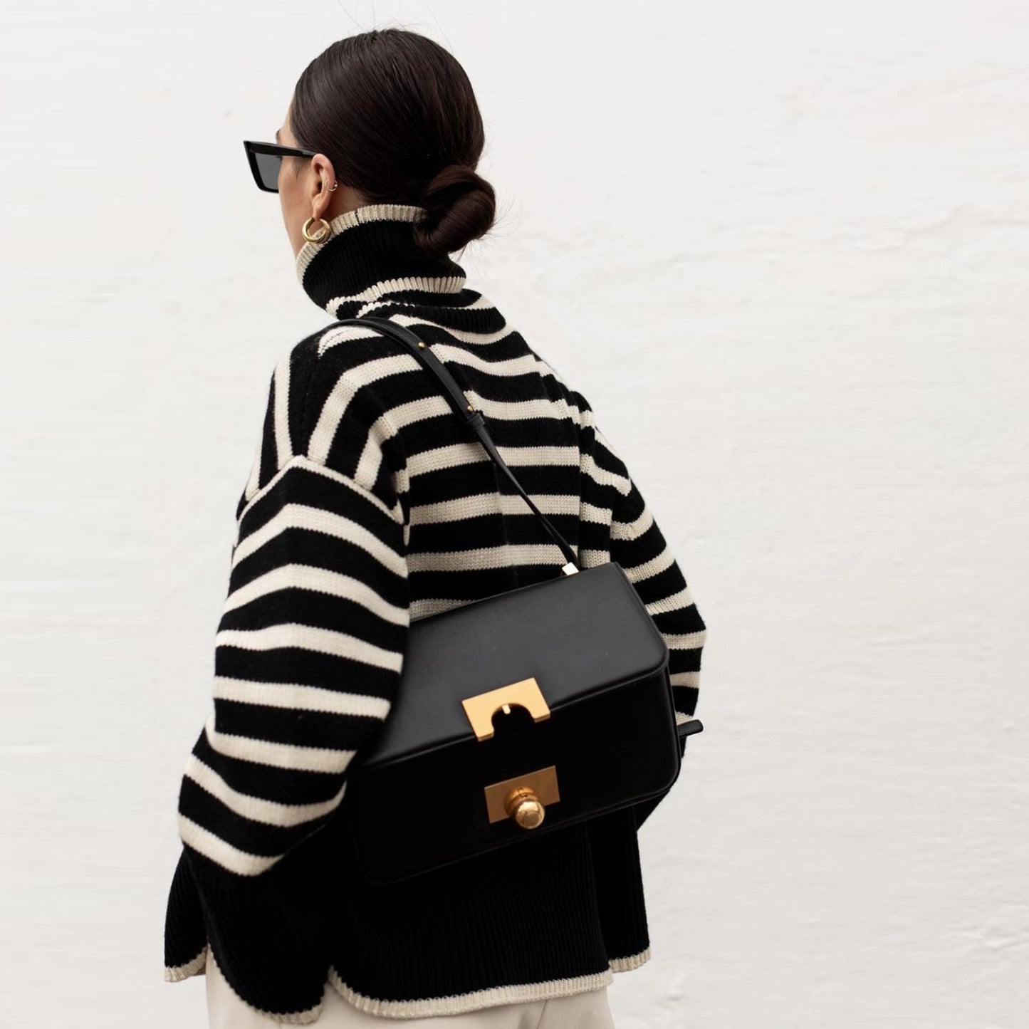 Fashion High Neck Striped Pullover Sweaters