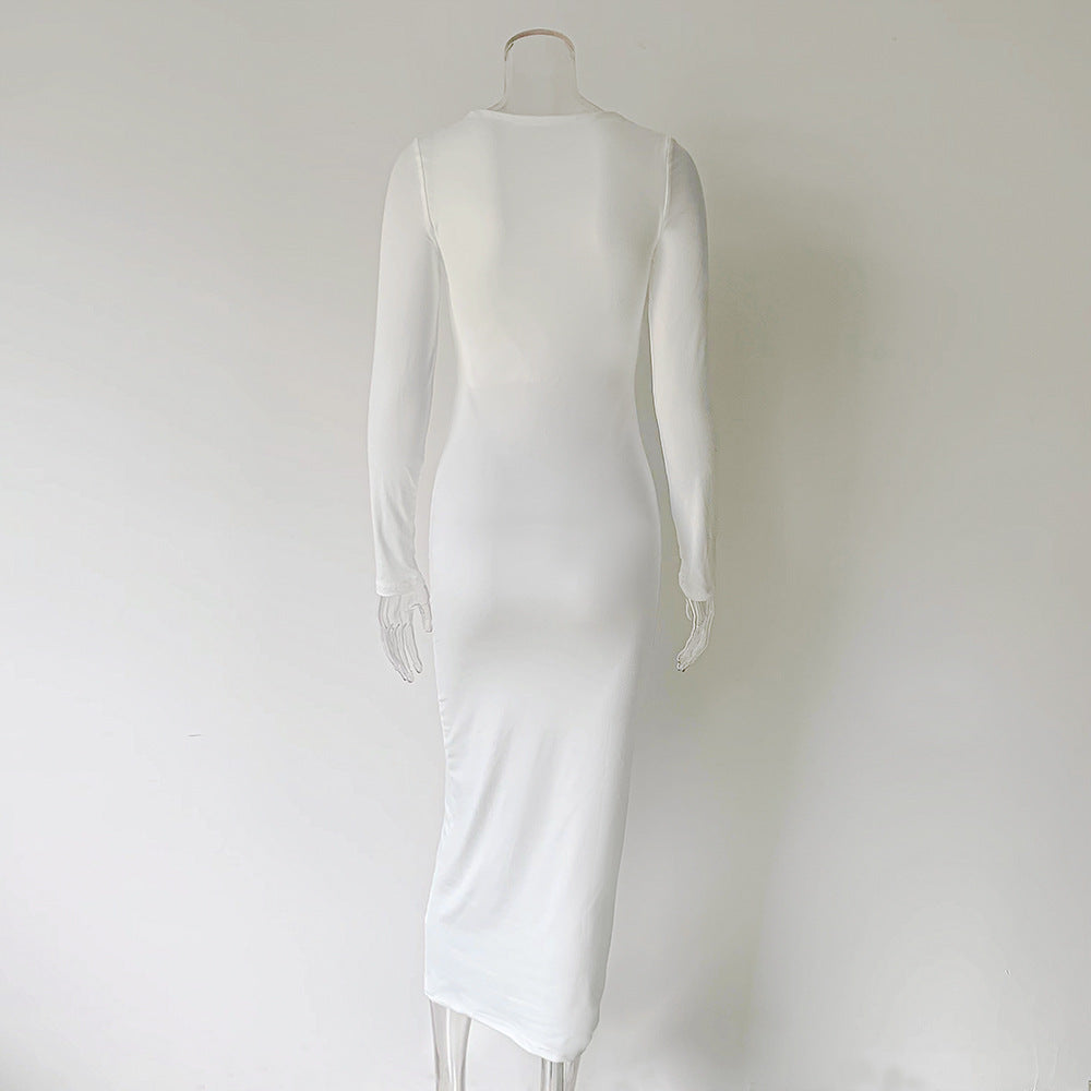 Sexy Simple Style Long Sleeves Solid Dresses