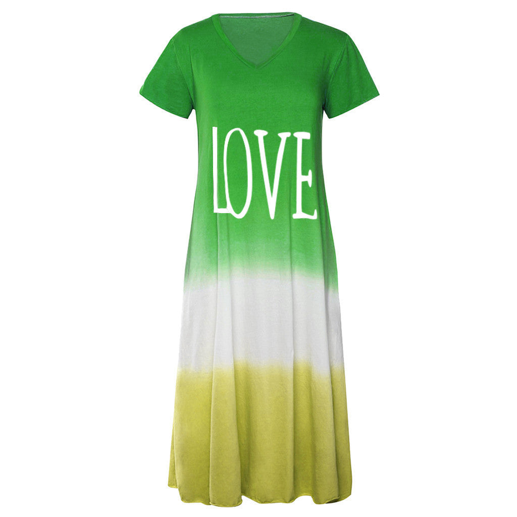 Casual Contrast Design Summer Short Sleeves Dresses