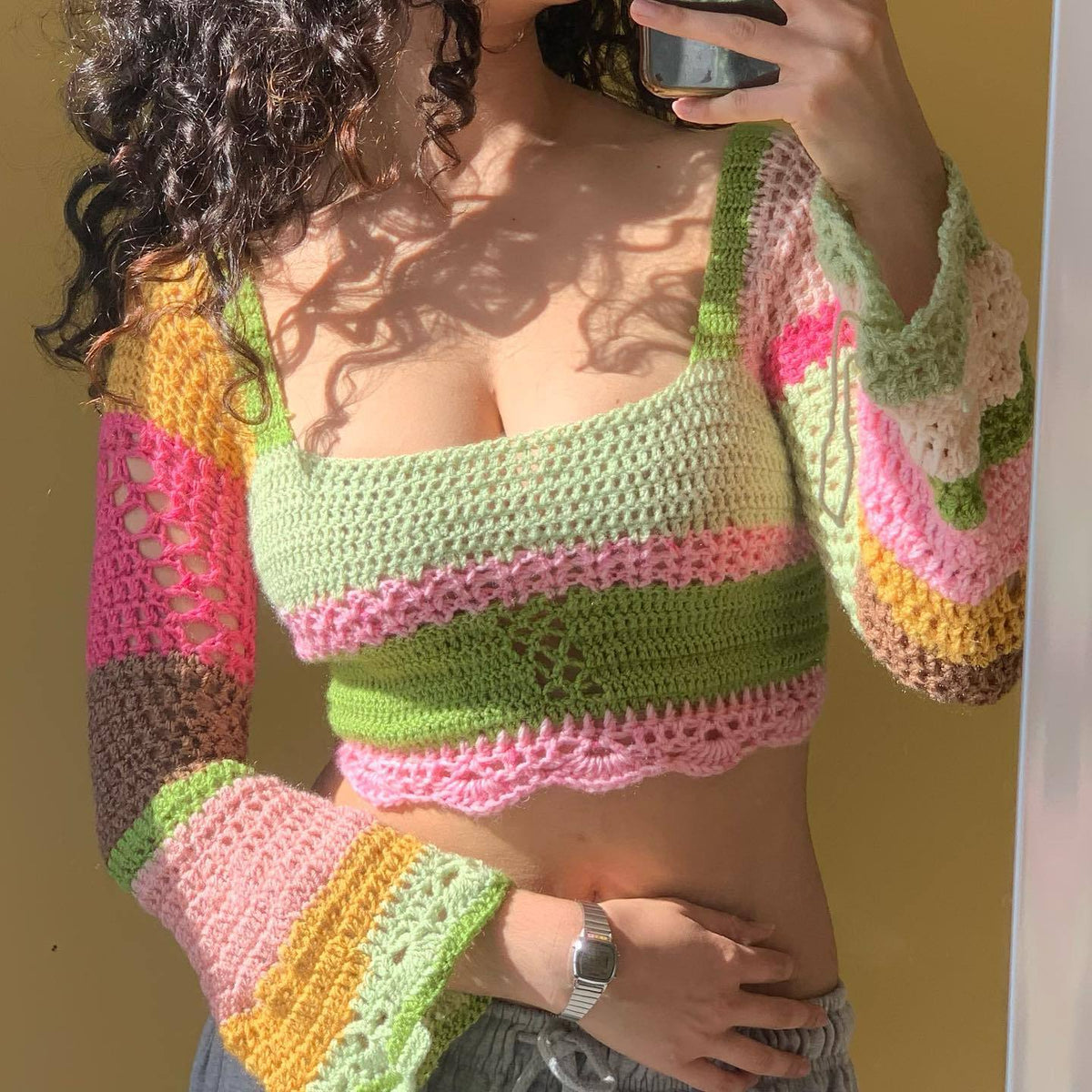 Fashion Colorful Striped Knitted Tops