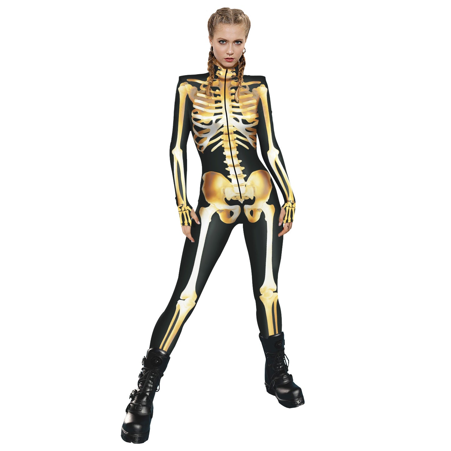 Halloween Skeleton Long Sleeves Jumpsuits Cosplay Costumes