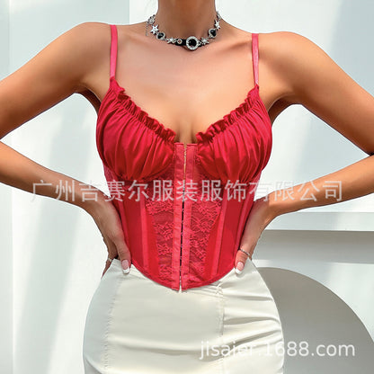 Sexy Ruffled Lace Tank Tops