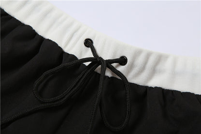 Fashion Black High Waist Black Ankle Tied Pants