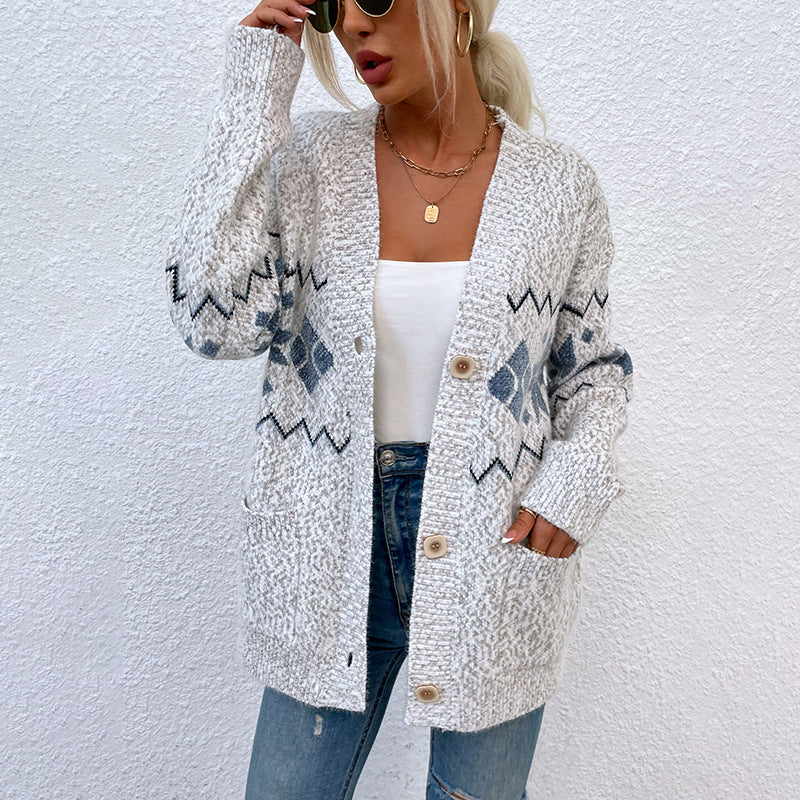 Fashion Christmas Flake Knitted Cardigan Coats