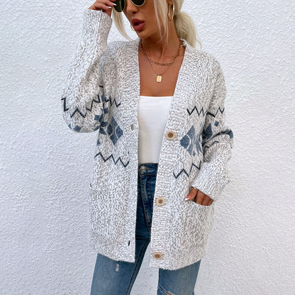 Fashion Christmas Flake Knitted Cardigan Coats