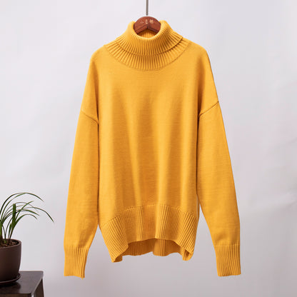Fashion High Neck Knitted Pullover Sweaters for Women