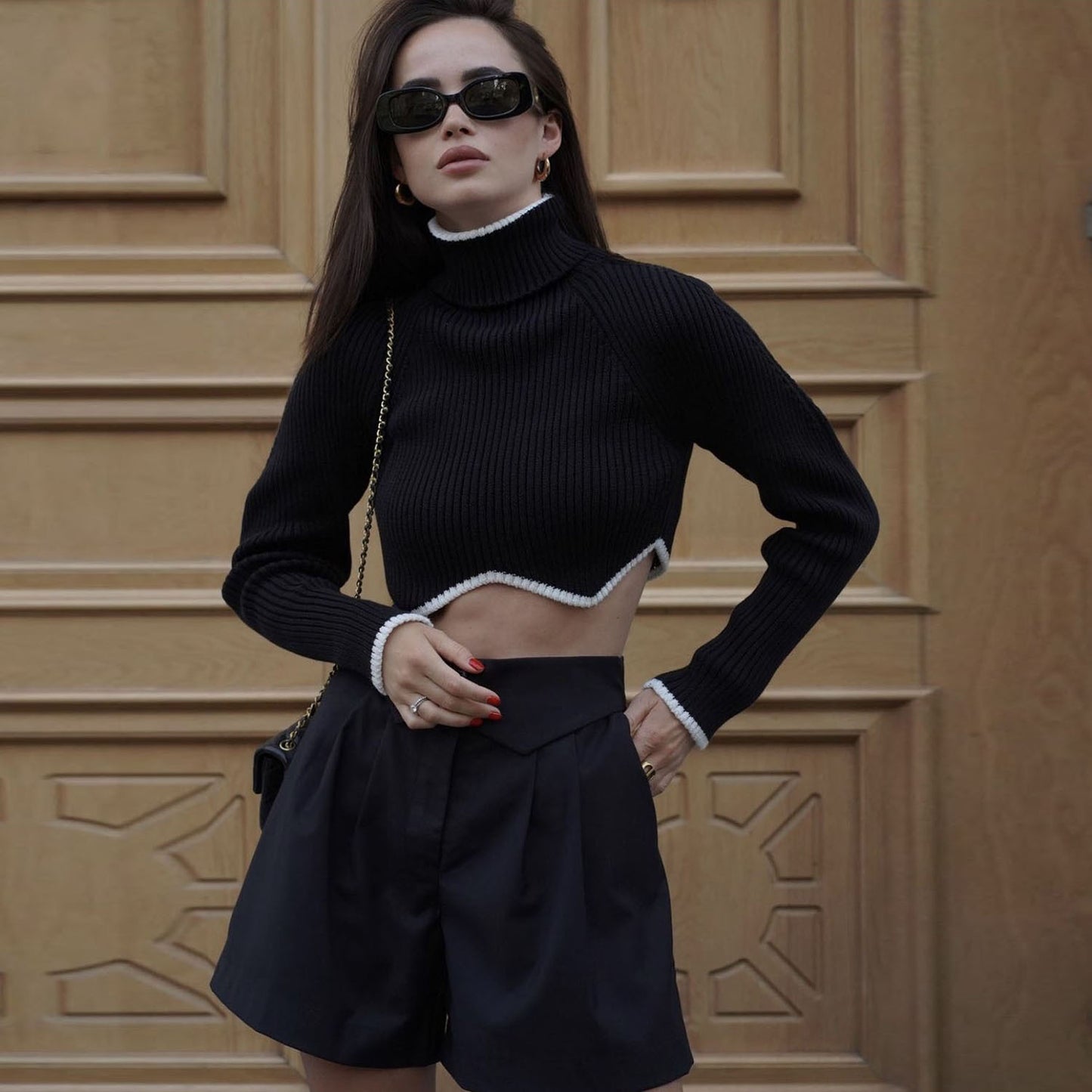 Fashion Irregular Turtleneck Pullover Short Sweaters
