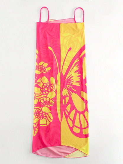 Summer Butterfly Print Beach Cover Ups