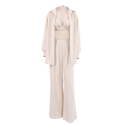 Casual 100% Cotton There Pieces Women Suits