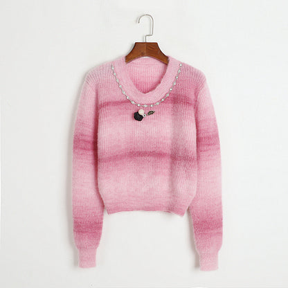 Fashion Lovely 3D Floral Design Short Knitted Sweaters